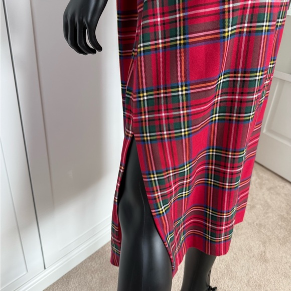New York & Company Vibrant Red Plaid Midi Skirt - Picture 4 of 6